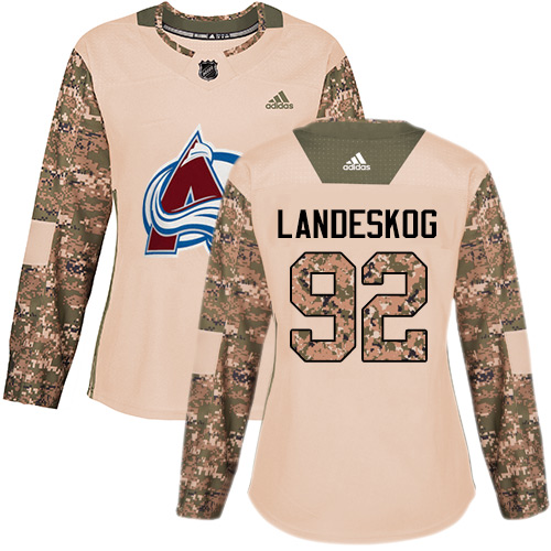Adidas Avalanche #92 Gabriel Landeskog Camo Authentic Veterans Day Women's Stitched NHL Jersey - Click Image to Close